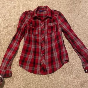Plaid long sleeve button down